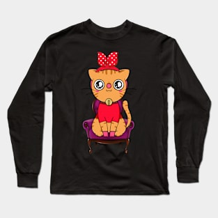 Cat on Chair Halloween Cat Long Sleeve T-Shirt